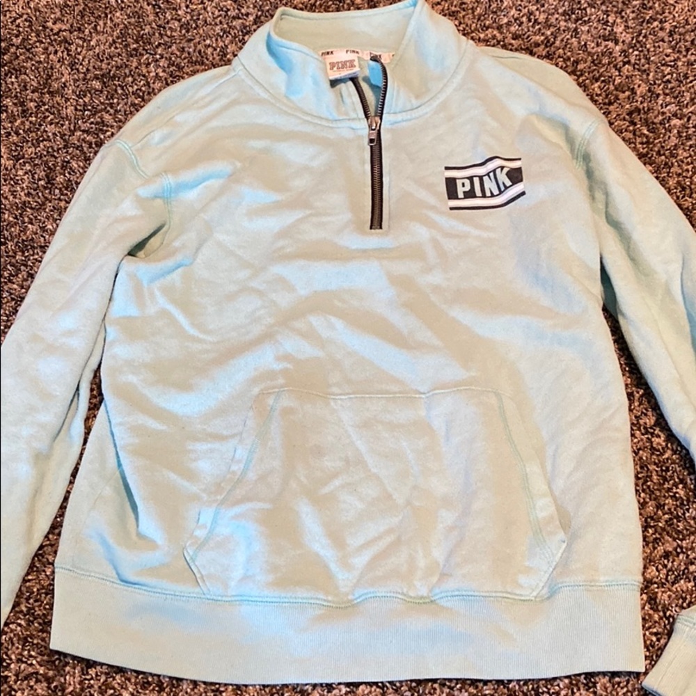 PINK light blue quarter zip